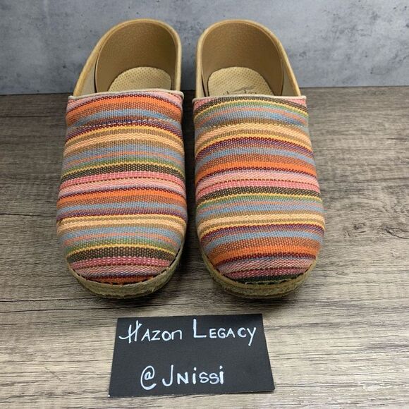 Dansko~Women’s~Vegan Jute Knit Woven Cabana Stripe Clogs~Size 38EU/7.5-8 - Picture 3 of 10